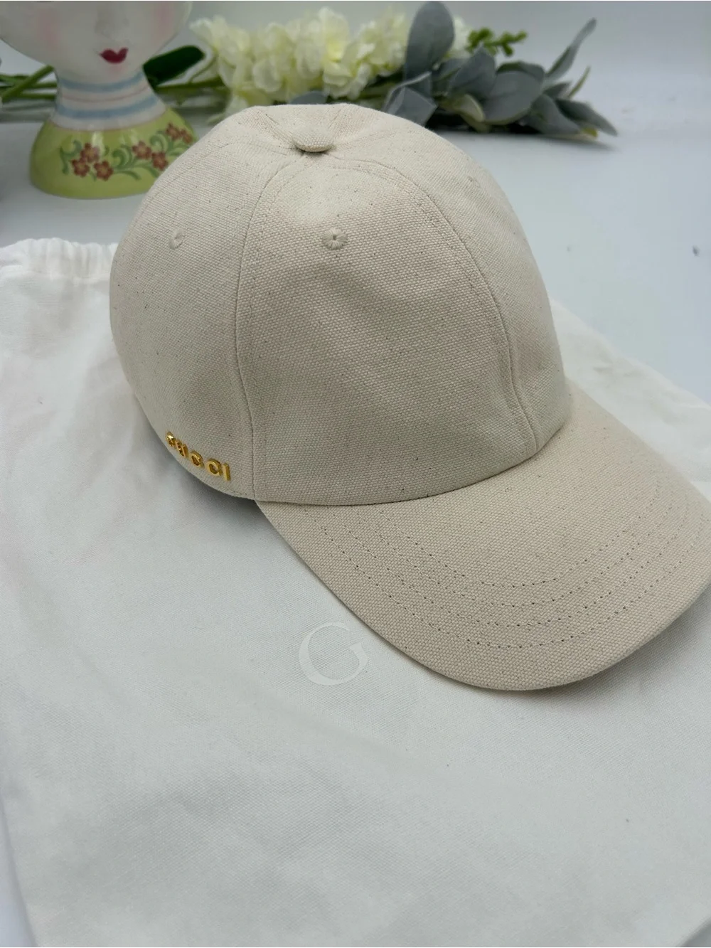 Unisex, Gucci, gold logo baseball cap size large made in Italy